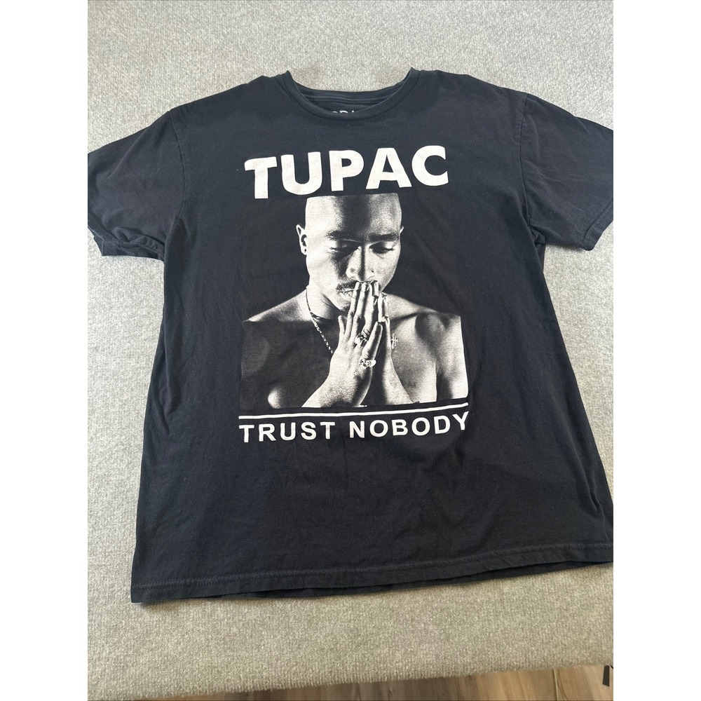2Pac Tupac Shakur Trust Nobody Black Graphic T-Shirt Mens Large 2022 Bravado